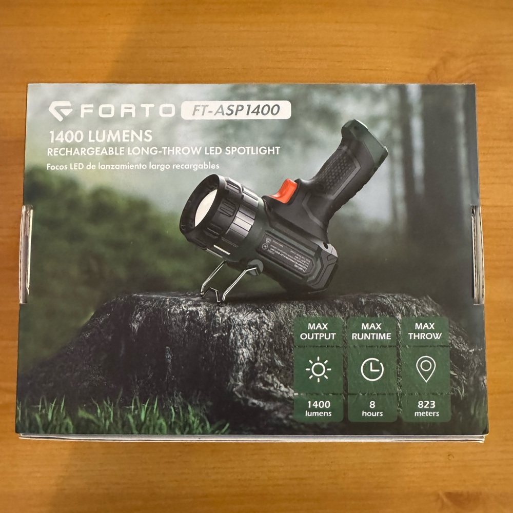 Rechargeable Long-Throw LED Spotlight - Black